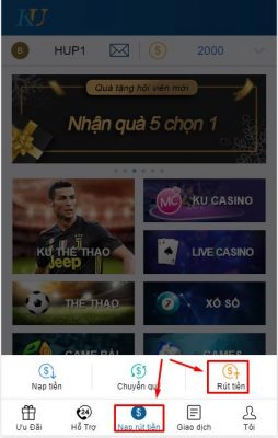 Hướng dẫn rút tiền KU Casino